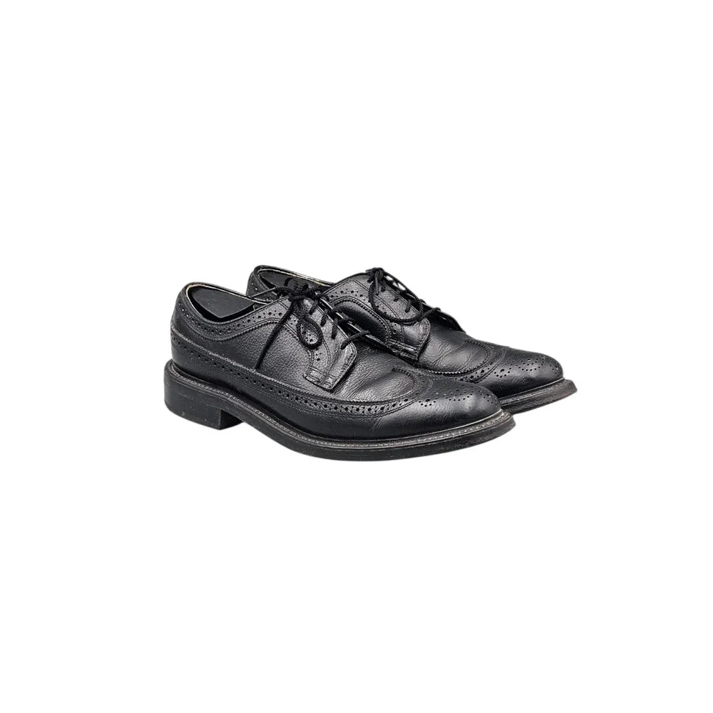 Dexter Men's Size 9 D VTG USA Black Pebbled Leather Longwing Gunboat Dress Shoes